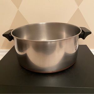 1801 Revere Ware Copper Clad Bottom Stainless Steel 6 Qt Stock Pot Vintage